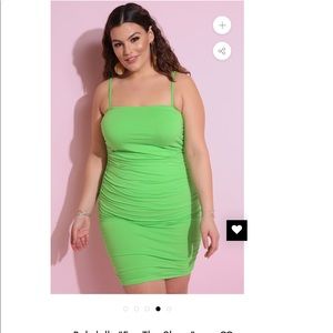 Neon Green - Ruched mini dress